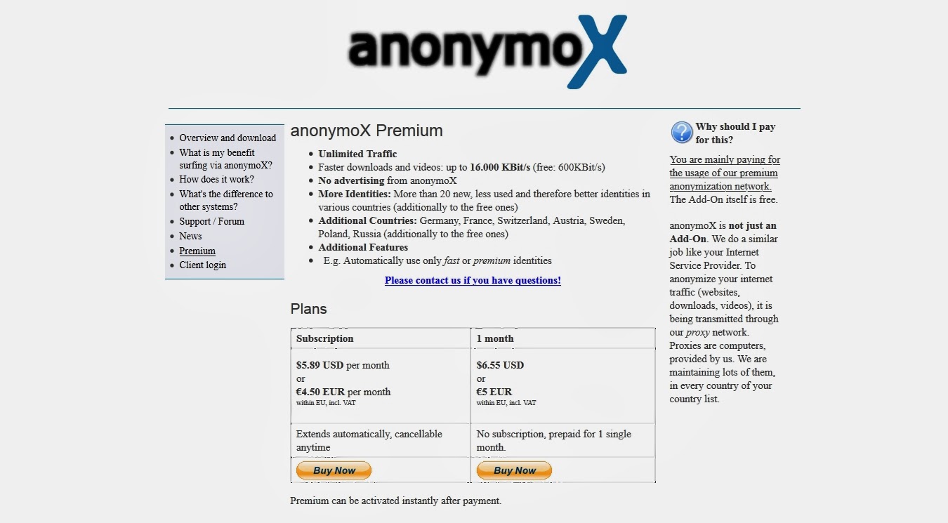 premium code anonymox